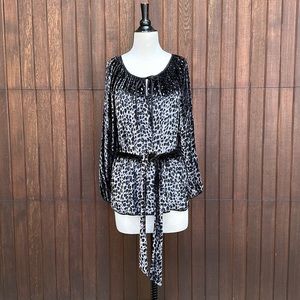 Grey cheetah velvet burnout top by What Goes Around Comes Around, size M